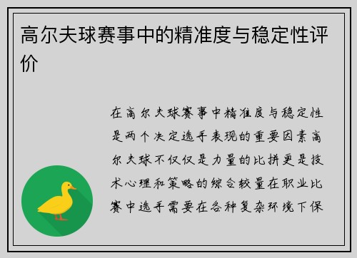 高尔夫球赛事中的精准度与稳定性评价